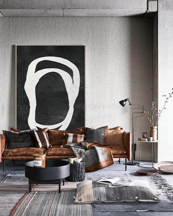 Original Abstract Painting Extra Large Canvas Art,Black And White Minimal Painting On Canvas - Acrylic Minimailist Painting